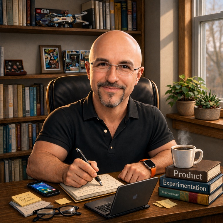 Pablo Corzo writing at his desk about his perspective on product